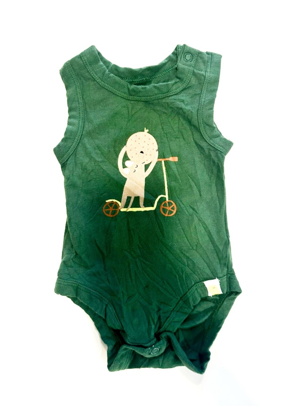 Little Earth Dark Green Baby Tank Onesie with Pink Dino Print